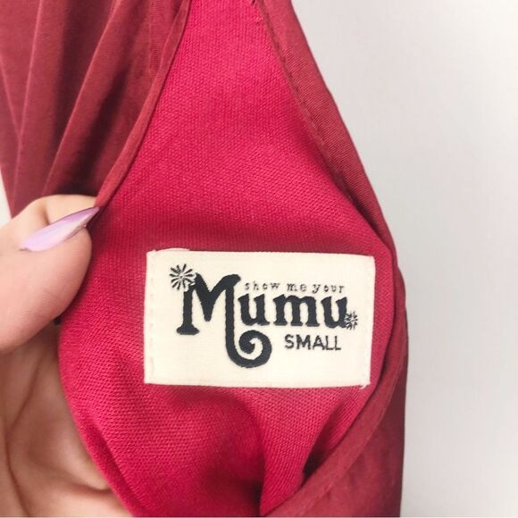 SHOW ME YOUR MUMU | Martini Burgundy Ruby Strappy Mini Dress Women’s Size Small - Picture 9 of 13